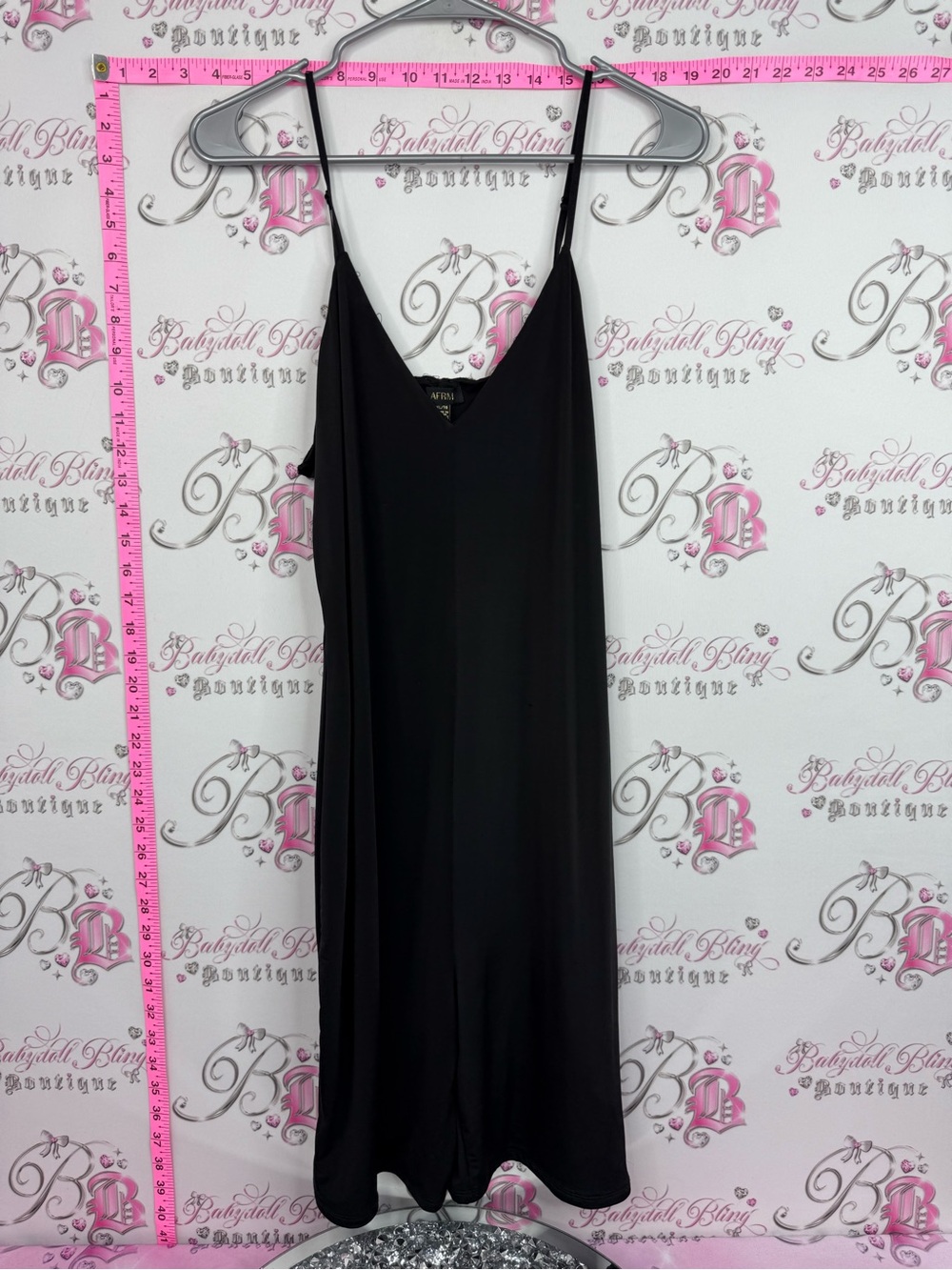 AFRM Black dress strappy Midi Slip Dress